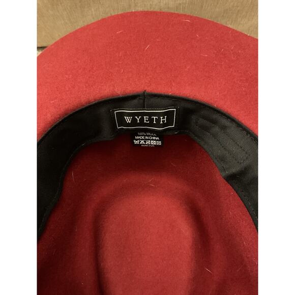Wyeth Burgundy Wool Rancher Hat Wide Brim Boho Western Festival Fedora, O/S